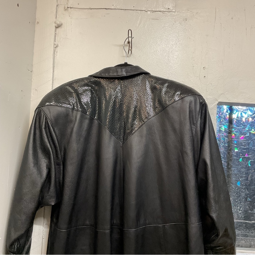 Vintage Giovinezza Moda by Rocco Leather Trench Black Coat Size Small - Picture 7 of 15